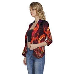 Women s 3/4 Sleeve Ruffle Edge Open Front Jacket 