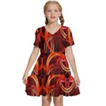 Construction Background Geometric Kids  Short Sleeve Tiered Mini Dress