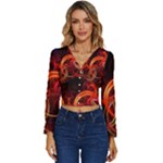 Colorful Prismatic Chromatic Long Sleeve V-Neck Top