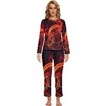 Construction Background Geometric Womens  Long Sleeve Lightweight Pajamas Set