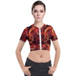Background Fractal Abstract Short Sleeve Cropped Jacket
