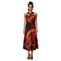 Sleeveless Cross Front Cocktail Midi Chiffon Dress 