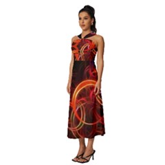 Sleeveless Cross Front Cocktail Midi Chiffon Dress 