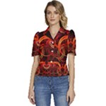 Colorful Prismatic Chromatic Puffed Short Sleeve Button Up Jacket