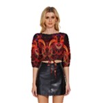 Colorful Prismatic Chromatic Mid Sleeve Drawstring Hem Top