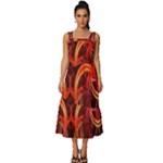 Colorful Prismatic Chromatic Square Neckline Tiered Midi Dress