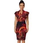 Colorful Prismatic Chromatic Vintage Frill Sleeve V-Neck Bodycon Dress