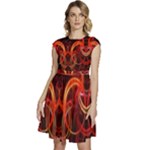 Construction Background Geometric Cap Sleeve High Waist Dress