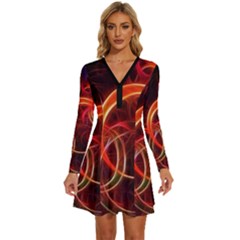 Long Sleeve Deep V Mini Dress  