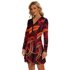 Long Sleeve Deep V Mini Dress  