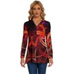 Abstract Seamless Pattern Long Sleeve Drawstring Hooded Top