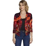 Construction Background Geometric Women s Casual 3/4 Sleeve Spring Jacket