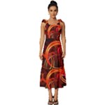 Construction Background Geometric Tie-Strap Tiered Midi Chiffon Dress
