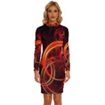 Colorful Prismatic Chromatic Long Sleeve Shirt Collar Bodycon Dress
