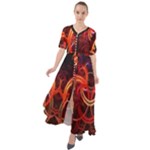 Background Fractal Abstract Waist Tie Boho Maxi Dress