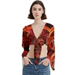 Abstract Seamless Pattern Trumpet Sleeve Cropped Top