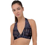 Rosette Cathedral Halter Plunge Bikini Top