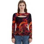 Construction Background Geometric Women s Cut Out Long Sleeve T-Shirt