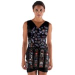 Rosette Cathedral Wrap Front Bodycon Dress