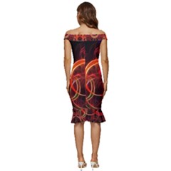 Off Shoulder Ruffle Split Hem Bodycon Dress 