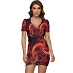 Background Fractal Abstract Low Cut Cap Sleeve Mini Dress