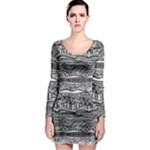 Ethno Seamless Pattern Long Sleeve Bodycon Dress
