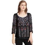 Rosette Cathedral Chiffon Quarter Sleeve Blouse