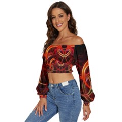Long Sleeve Crinkled Weave Crop Top 