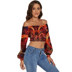 Long Sleeve Crinkled Weave Crop Top 
