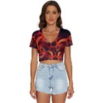 Background Fractal Abstract V-Neck Crop Top