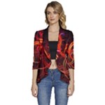 Background Fractal Abstract Women s 3/4 Sleeve Ruffle Edge Open Front Jacket