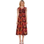 Background Fractal Abstract V-Neck Drawstring Shoulder Sleeveless Maxi Dress