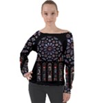 Rosette Cathedral Off Shoulder Long Sleeve Velour Top