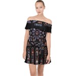 Rosette Cathedral Off Shoulder Chiffon Dress