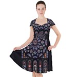 Rosette Cathedral Cap Sleeve Midi Dress