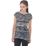 Ethno Seamless Pattern Cap Sleeve High Low Top