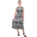 Ethno Seamless Pattern Midi Tie-Back Chiffon Dress