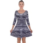Ethno Seamless Pattern Quarter Sleeve Skater Dress