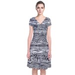 Ethno Seamless Pattern Short Sleeve Front Wrap Dress