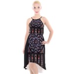 Rosette Cathedral High-Low Halter Chiffon Dress 