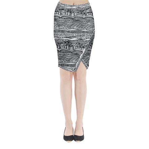 Ethno Seamless Pattern Midi Wrap Pencil Skirt from ArtsNow.com