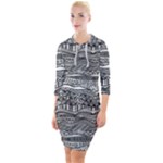 Ethno Seamless Pattern Quarter Sleeve Hood Bodycon Dress
