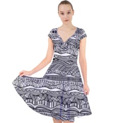Cap Sleeve Front Wrap Midi Dress 