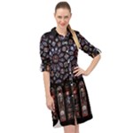 Rosette Cathedral Long Sleeve Mini Shirt Dress