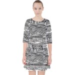 Ethno Seamless Pattern Quarter Sleeve Pocket Dress