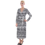 Ethno Seamless Pattern Velvet Maxi Wrap Dress