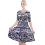 Ethno Seamless Pattern Quarter Sleeve A-Line Dress