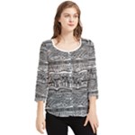 Ethno Seamless Pattern Chiffon Quarter Sleeve Blouse
