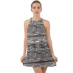 Ethno Seamless Pattern Halter Tie Back Chiffon Dress