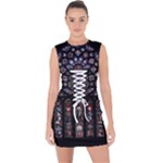 Rosette Cathedral Lace Up Front Bodycon Dress